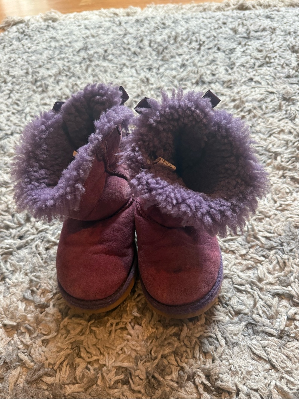 UGG Toddler Little Girl's Purple Bailey Bow Boots Style 3280T Size 11 Worn